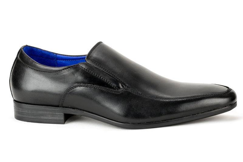 Irving - Regal Men's Dress Black Leather Slip On Shoe Apron Toe Thin Elegant Rubber Sole