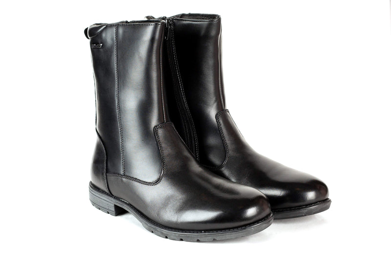 POLAR/W -  Regal Men's Dress Black Leather Warm Comfort Water-proof  Zip-up Shoe Boot Wide Width Plain Toe Rubber Sole