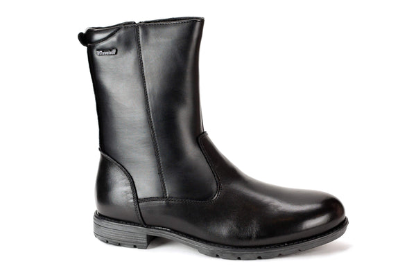 POLAR - Regal Men's Dress Black Leather Warm Comfort Water-proof  Zip-up Shoe Boot Plain Toe Rubber Sole