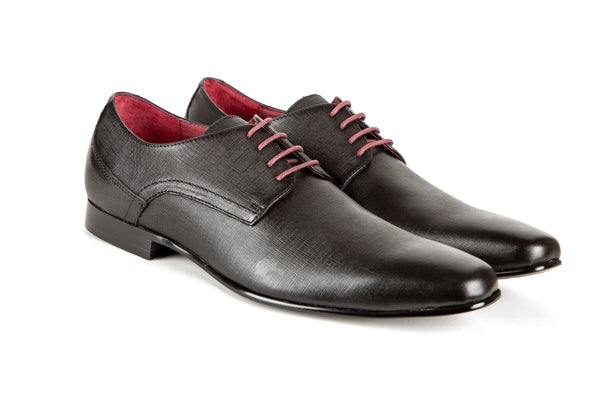 Scranton - Regal Men's Dress Black Safiano Leather Lace Shoe Plain Toe Thin Elegant Rubber Sole
