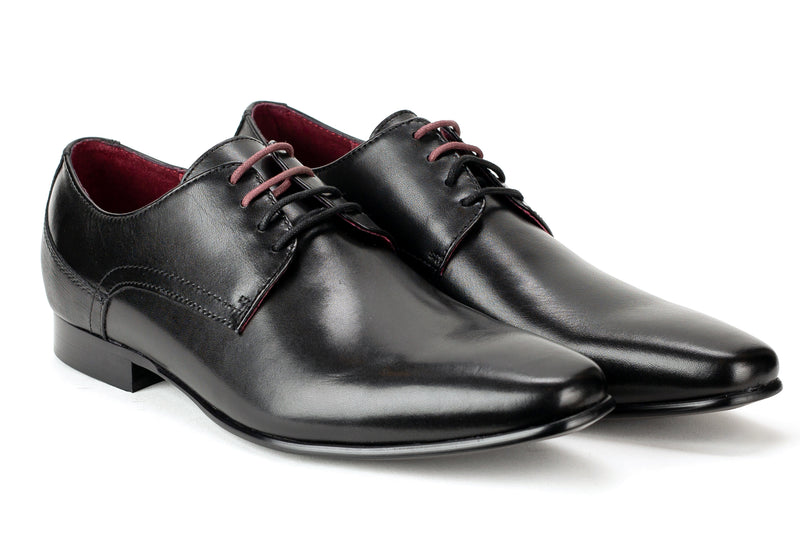 Uniontown - Regal Men's Dress Black Leather Lace Shoe Plain Toe Thin Elegant Rubber Sole